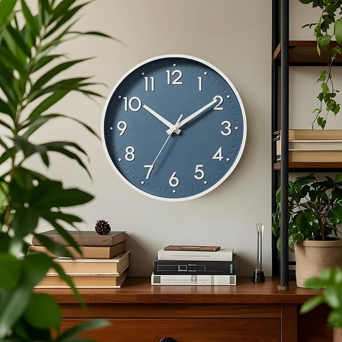 Mosewa Wall Clock 10 Inch, Battery Operated Silent Non-Ticking Modern Analog - Image 2