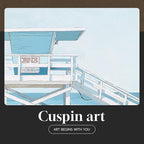 Framed Blue Coastal Beach Wall Art - Image 7