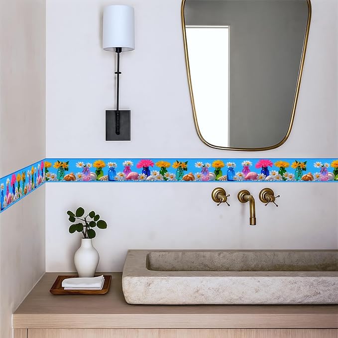 Wildflower Vase Wallpaper Border 196x4 Inch Removable Wall Border Peel and - Image 3
