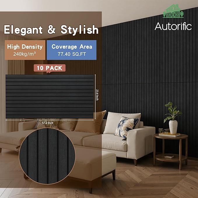 Wood Veneer Sound Panels, 10 Pack 47.2”x23.6” Wall Panels, Decorative Acoustic - Image 2