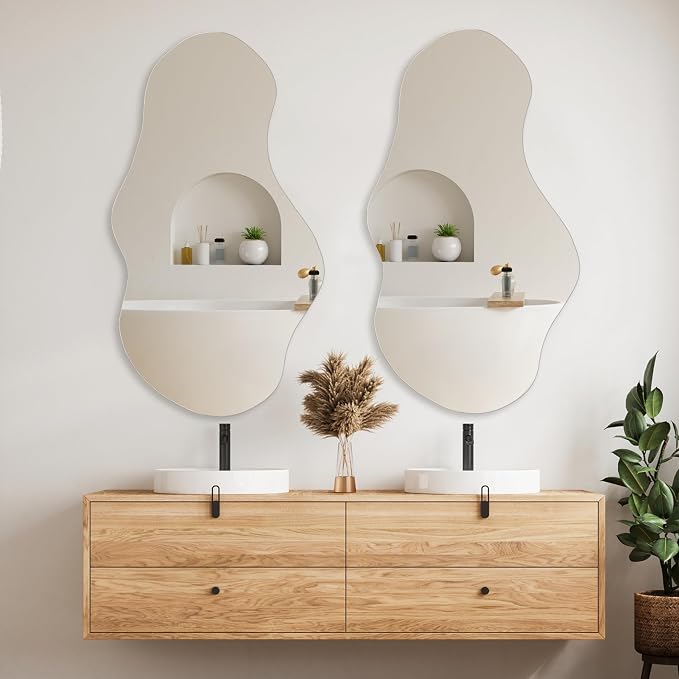 PERFNIQUE Irregular Wall Mirror Asymmetrical Mirror, Cloud Frameless, Wall - Image 8
