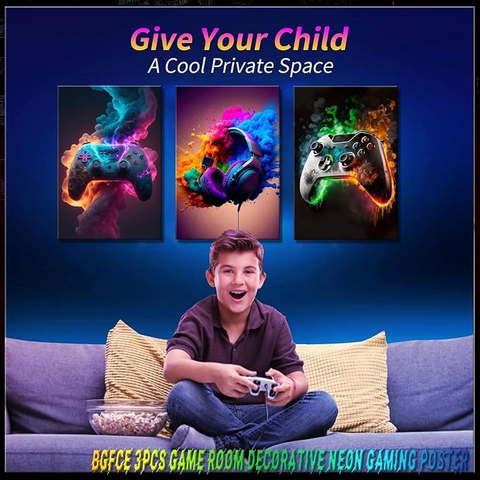BGFCE Gaming Room Decor Canvas Wall Art Set of 3 - Image 6
