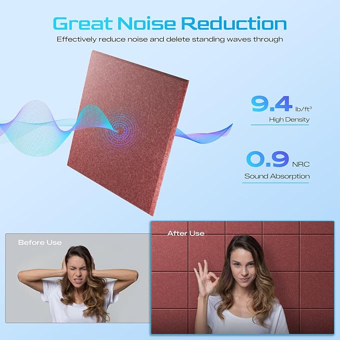 22 Pack Self-Adhesive Acoustic Panels, Soundproof Wall Panels - Image 3