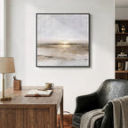 Framed Neutral Abstract Landscape Wall Art, Modern Gray Black Gold Canvas - Image 4
