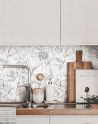 JiffDiff Black and White Floral Wallpaper Peonies Removable Peel and Stick - Image 4