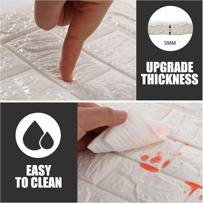 Tinlade 30 Pcs 28.81 Sq ft 3D Wall Panels Peel and Stick Foam Brick Wallpaper - Image 3