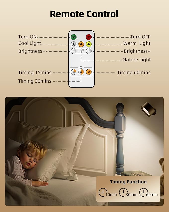 LED Wall Mounted Lights, Rechargeable Wall Sconces - Image 2