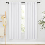 RYB HOME White Curtains for Living Room, Back Tab & Rod Pocket Top Insulating by RYBHOME