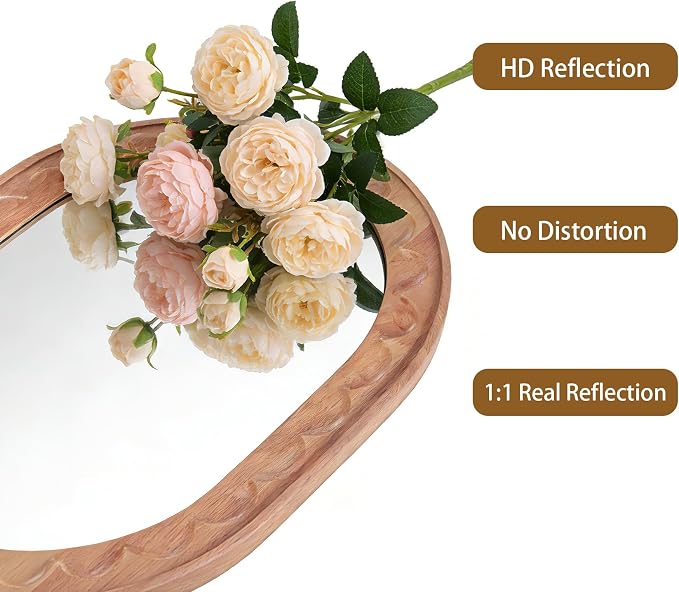 Wood Bathroom Mirror, 30 x 18 Inch Wood Wall Mirror - Image 4