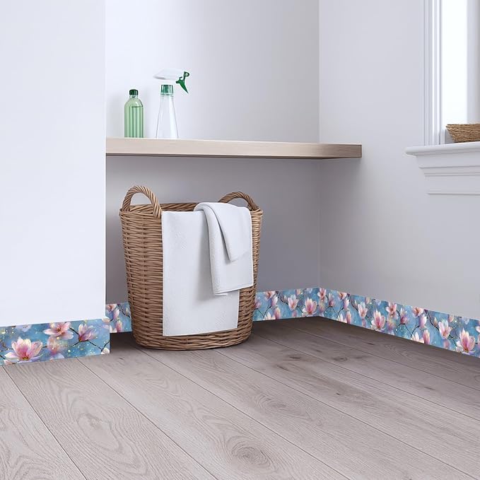 Magnolia Flower Wallpaper Border 196x4 Inch Peel and Stick Wall Border Pink - Image 4
