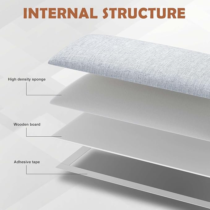 IFNOW Upholstered Wall Mounted Headboard, 3D Soundproof Wall Panels Peel and - Image 5