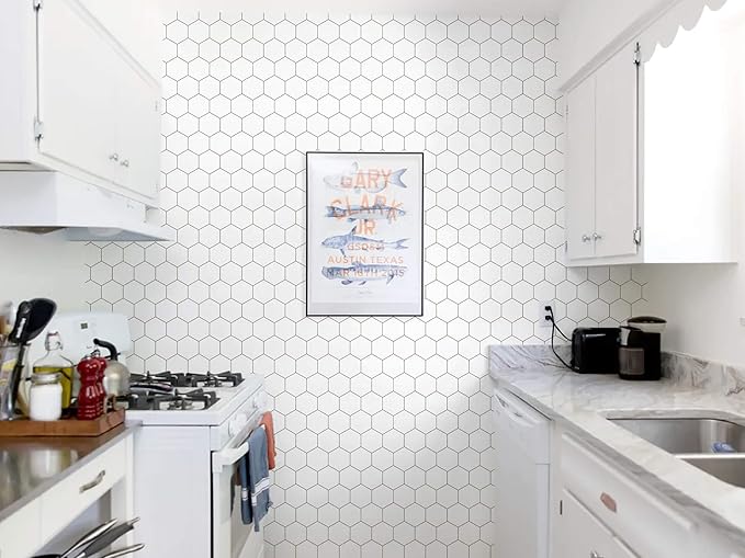 Kitchen Peel and Stick Wallpaper White Wallpaper Modern Contact Paper - Image 5