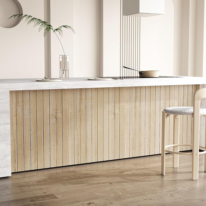 VEELIKE Sand Birch Wood Wall Panels Peel and Stick Distressed Wood Grain Slat - Image 7
