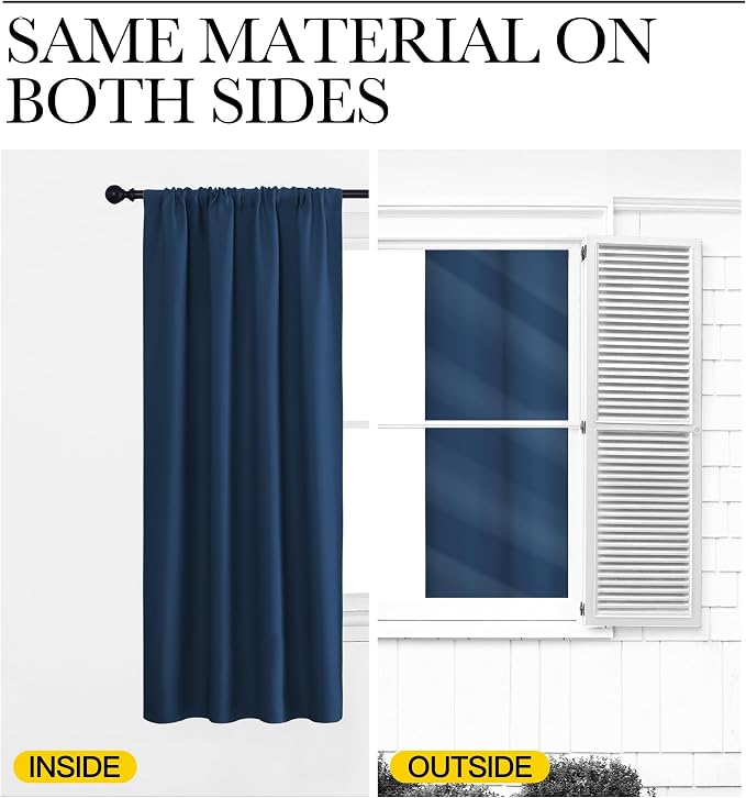 NICETOWN Window Curtains Blackout Drapes, Moroccan Blue, 1 Pair, 52 by 72-Inch - Image 5