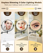 ALHAKIN 9" Wall Mounted Lighted Makeup Mirror, Large Double Sided 1X/10X - Image 3