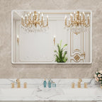 LOAAO 48x36 Inch White Metal Framed Bathroom Mirror - Image 8