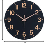 HZDHCLH Wall Clock 10 Inch Silent Non Ticking Wood Battery Operated Black - Image 10