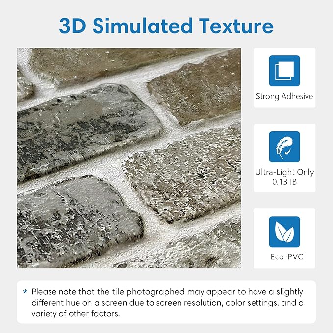 COMSTICKC 3D Faux Brick Peel and Stick Wall Covering, Small Brick Size Thin PVC - Image 3