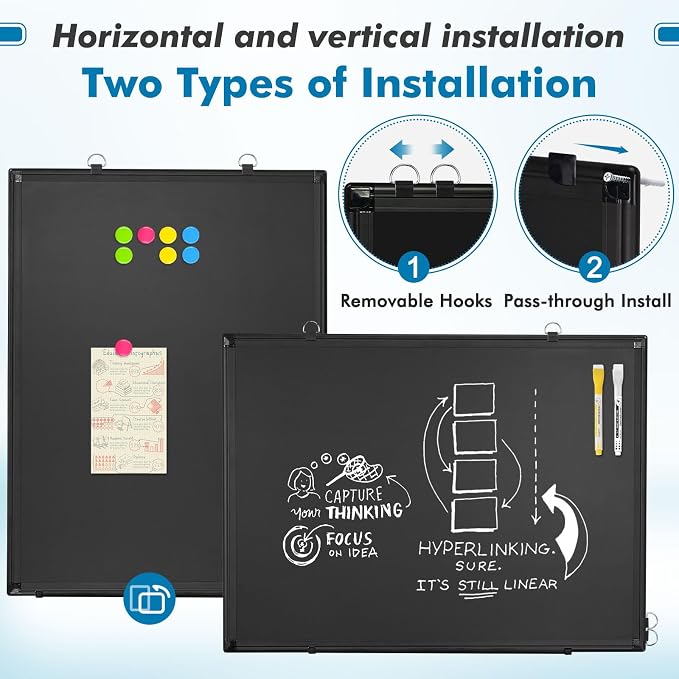 Magnetic Chalk Board, 36“x24” Black Chalkboard Double-Sided Dry Erase Board - Image 5