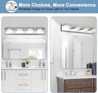 360° Rotate LED Bathroom Vanity Light Fixtures, 1600LM Acrylic Chrome Vanity - Image 6