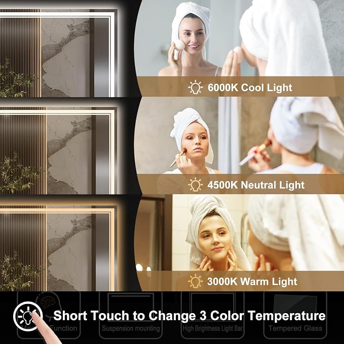 Ratsamee 72x32 Inch LED Bathroom Mirror - Image 3