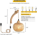 Frideko Bamboo Wall Sconces Set of Two Plug in, Boho Wall Lamp - Image 4