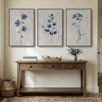 Framed Boho Floral Wall Art for Living Room, 3 Piece Blue Minimalist Botanical - Image 8