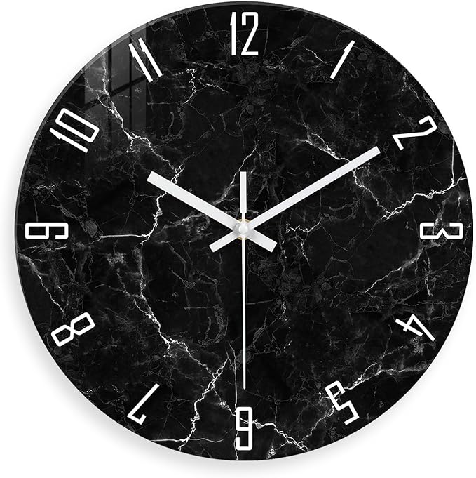 Oversized Decorative Clocks Battery Operated 24 Inch Marble Black Wall Clock by Constantplanet%E6%97%97%E8%88%B0%E5%BA%97