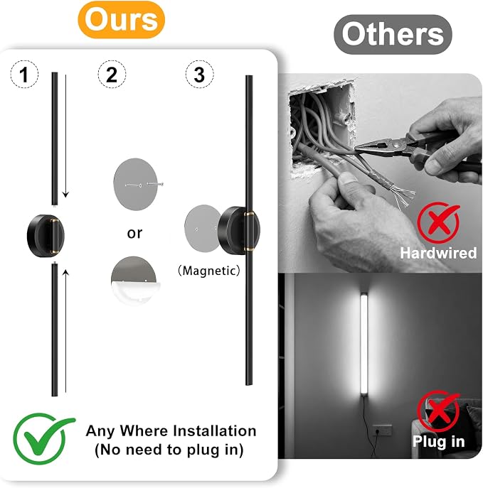 Battery Operated Wall Sconces Set of 2, Dimmable 6000mAh Rechargeable Wall - Image 9