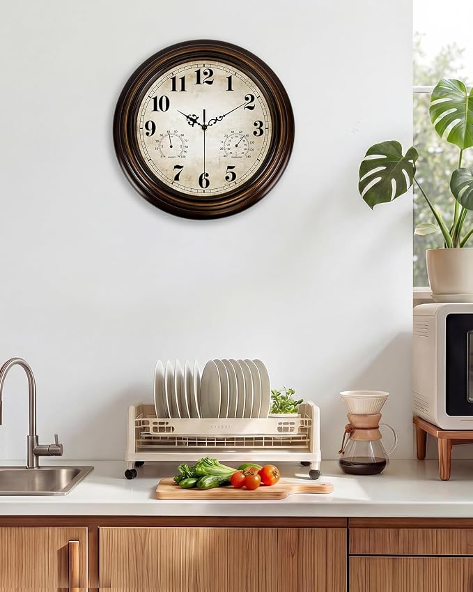 Vintage Wall Clock 13 Inch Quartz Silent Non-Ticking Analog Clock - Image 9