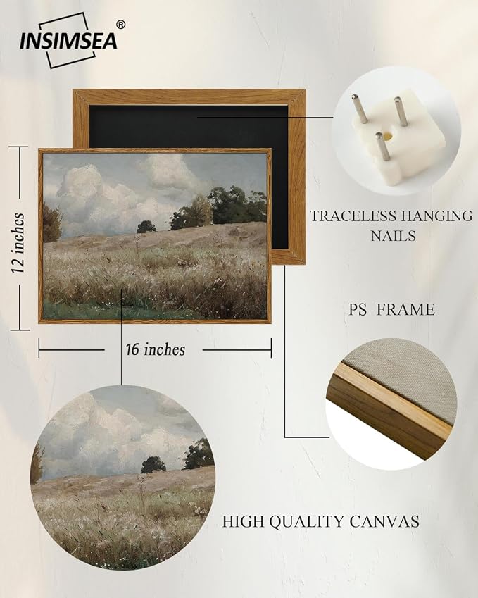 InSimSea Framed Canvas Wall Art Vintage Decor, Landscape Paintings Wall - Image 5
