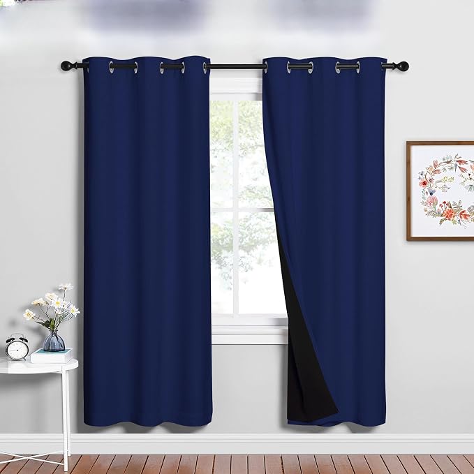 NICETOWN 100% Blackout Window Curtain Panels, Royal Blue, 2 Pieces, 42-inch by NICETOWN