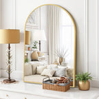 Arched Wall Mirror 38x26 Inch Gold Bathroom Vanity Mirror - Image 2
