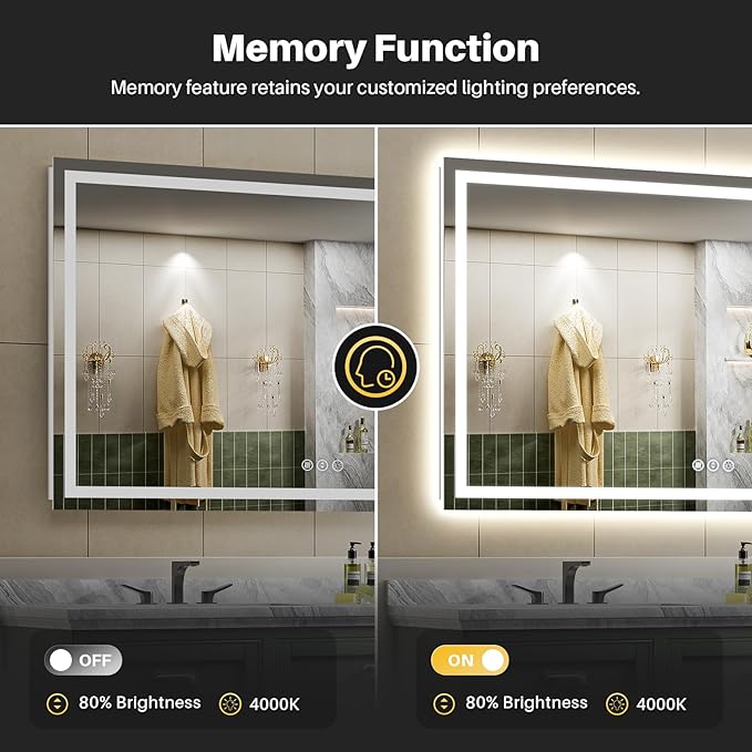 Briivue 66x40 Inch LED Bathroom Mirror - Image 4