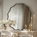 VooBang Black Scalloped Circle Mirror, Hanging Leaning - Image 2