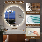 BEAUTYPEAK 30x30 LED Round Bathroom Mirror - Image 6
