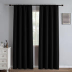 IGEMAEVE Black 100% Blackout Curtains 84 Inch Length 2 Panels Set, Rod Pocket by IGEMAEVE