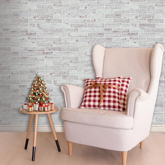 100 Whitewash Red Faux Brick Wall Tiles, 3D Thin Brick Veneers - Image 7