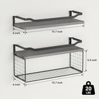WOPITUES Floating Shelves with Wire Storage Basket, Bathroom Shelves Over - Image 3