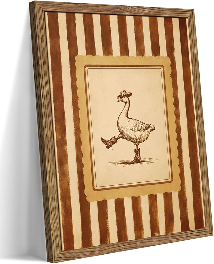 Vintage Cowboy Goose Wall Art, Western Silly Goose Canvas Wall Decor Painting by Unknown