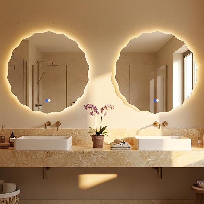 Dorlicecass Round Led Bathroom Mirror- 24" Wavy Vanity Mirror - Image 7