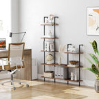HOOBRO DIY Ladder Shelf, 5-Tier Wooden Wall Mounted Bookshelf, Narrow Bookcase - Image 5