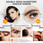 Auxmir Wall Mounted Makeup Mirror, 8 Inch 1X/20X Double Sided Magnifying Mirror - Image 2