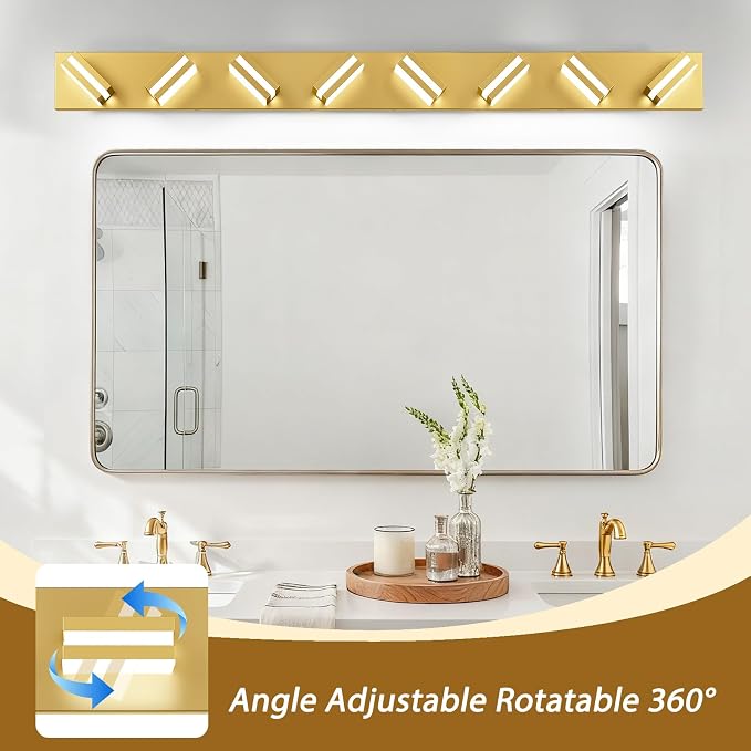 IZORRO LED Modern Bathroom Lights Fixtures, Brushed Glod Acrylic Wall Lighting - Image 2