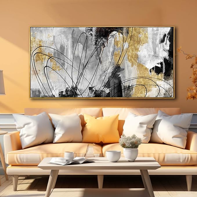 YJYart Abstract Wall Art Office Decor Gold Wall Decor - Image 2