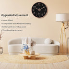 Foxtop Modern Wall Clock 12 Inch Non-Ticking Silent Battery Operated Round - Image 3