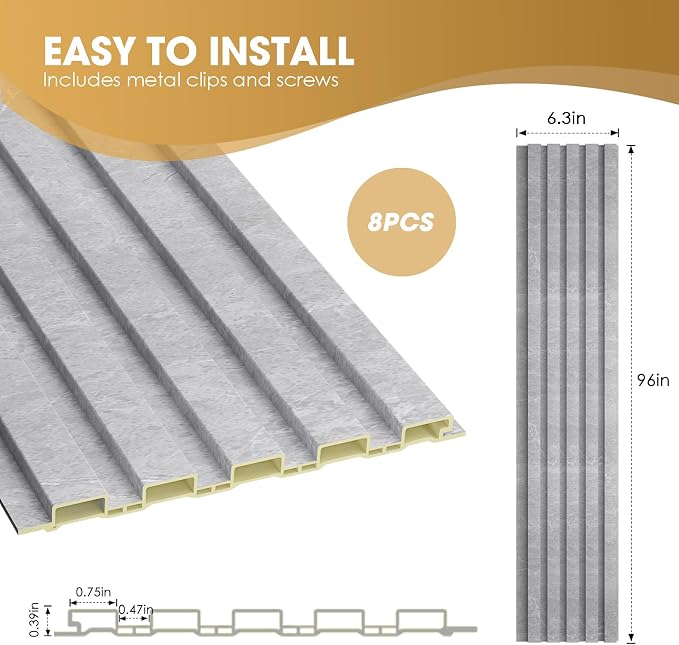 OUZUGIE WPC Acoustic Slat Wall Paneling, Living Room, TV Background, Study Room - Image 3