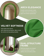 Delma Arched Full Length Mirror, Free Standing Floor Velvet Finish Frame Mirror - Image 4