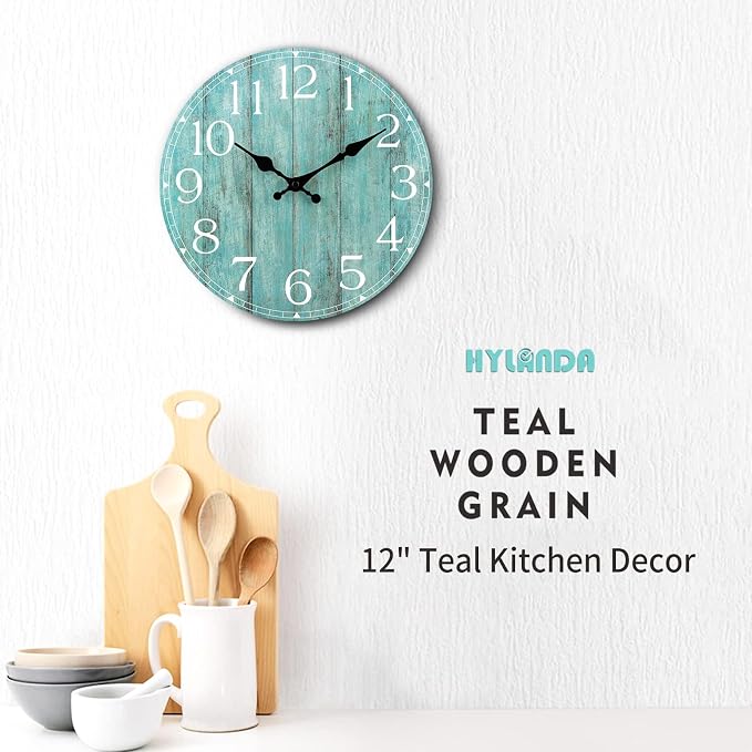 12 Inch Teal Wall Clock - Image 4