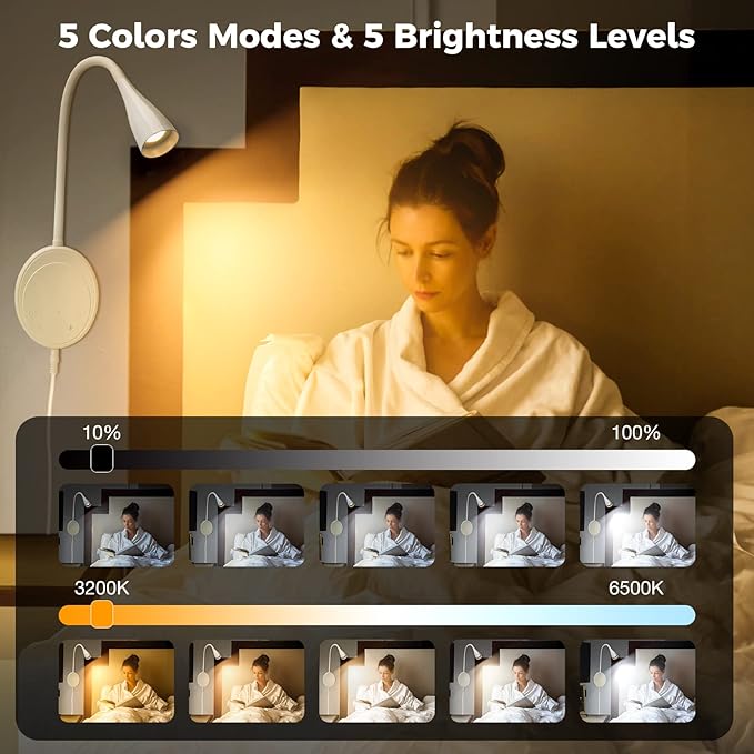 SANKEDOU LED Wall Mounted Reading Light, Book Light - Image 9